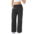 thumbnail image 4 of Women's Athletic Cargo Pants With Elastic High Waist Drawstring Multi-Pocket​​, 4 of 7