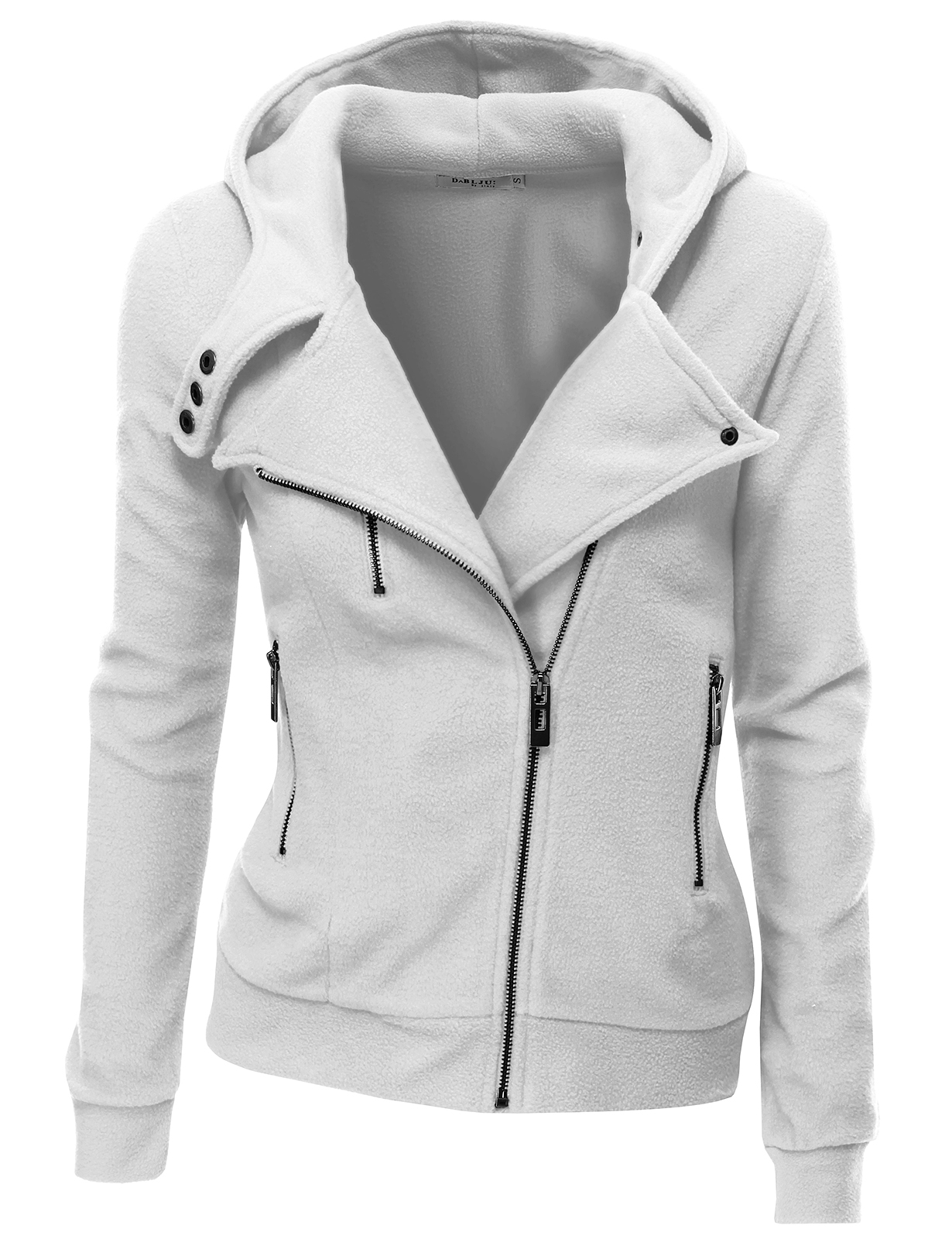 Doublju Womens Fleece Zip Up High Neck Jacket For Women With Plus Size 4068