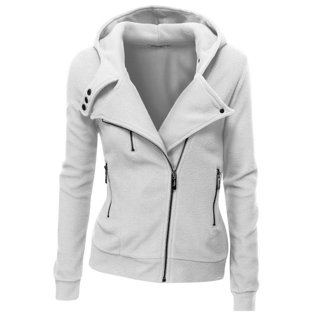 Doublju Women's Fleece Zip-Up High Neck Jacket for Women with Plus Size ...