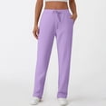 thumbnail image 4 of Hearthz Women's Wide Leg Sweatpants Baggy Straight Leg Sweat Pants Elastic High Waisted Loose Pants with Pockets Light Purple,M, 4 of 4