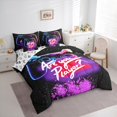 thumbnail image 3 of Manfei Kids Game Console 7-Piece Queen Bedding Set,Sparkling,Pink Purple Black,Ultra Soft, 3 of 8