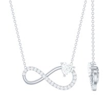 Rosec Jewels - Lab Diamond Infinity Necklace with Heart (5 mm, 1/2 Ct, EF-VS Grade)- Gift for Valentines Day, 10K White Gold