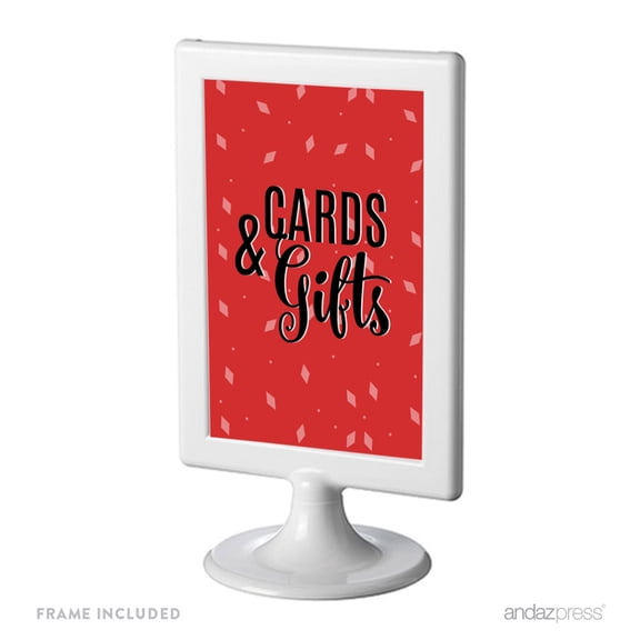 Signature Black, White, Red, Framed Party Sign, Cards & Gifts, 4x6-inch Double-Sided