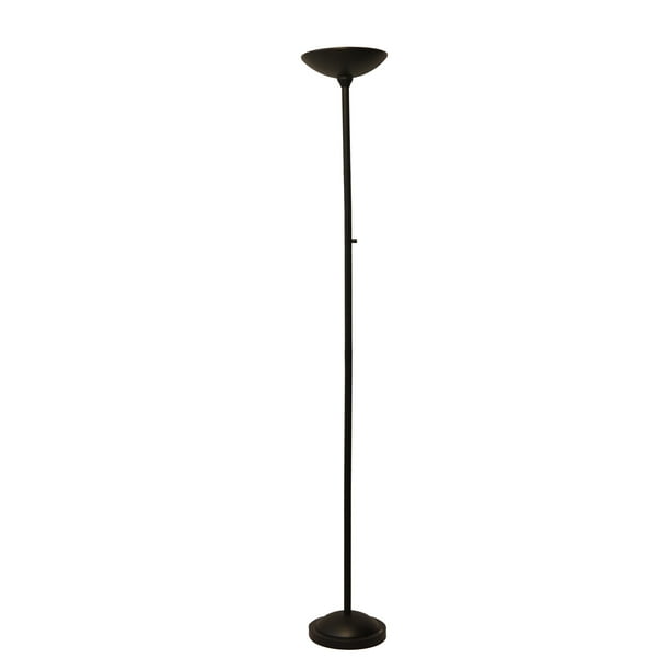 LED Standing Tall Black Floor Lamp with Open Shade