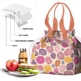 thumbnail image 4 of Pioneer Flower Floral Print Pattern Drawstring Lunch Bag Women - Drawstring Lunch Bag Insulated for Work Office - Stain-Resistant Large Lunchbags for Women with Multi-Pockets, 4 of 6