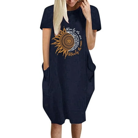

Grianlook Nightgowns for Womens Short Sleeve Sleepwear Pajama Dress Loose Pockets Sleepshirt Loungewear Casual Tshirt Dress