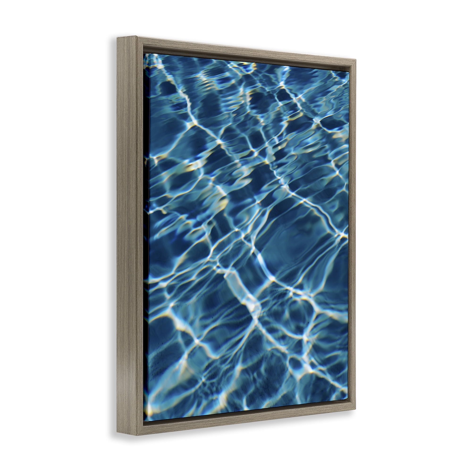 Stupell Industries Summer Pool Ripples Abstract Painting Brown Floater Framed Canvas Art Print Wall Art, 25 x 31