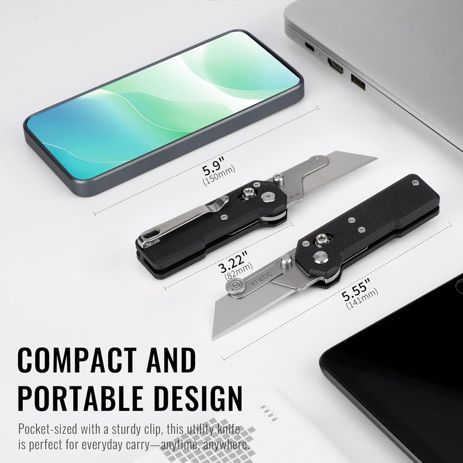 SONGAUN Folding Utility Knife,G10 Handle Heavy Duty Safety Box Cutter,Razor Knife & EDC Pocket Knife with Extra 10PC Blades,Perfect for Household Tools,Office,Factory,Outdoor Use.