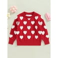 thumbnail image 2 of Suealasg Kids Girl Valentine's Day Knit Sweaters 1T 2T 3T 4T 5T Little Girls Spring Long Sleeve Round Neck Heart Print Knit Pullover Tops, 2 of 8