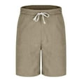 thumbnail image 4 of Havenre Mens Corduroy Shorts Casual Drawstring Elastic Waist Lightweight Summer Beach Shorts Loose Regular Fit Short Pants with Pockets Khaki L, 4 of 5