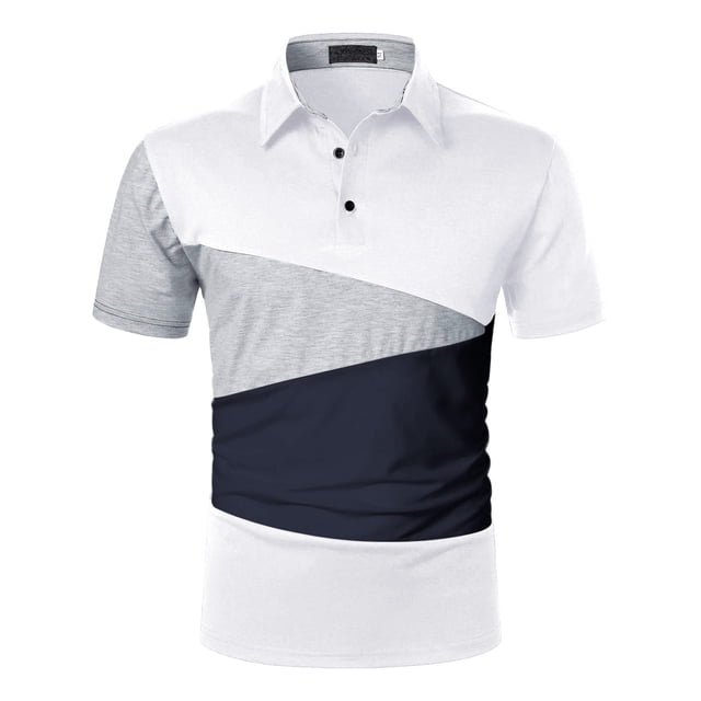 BOBOGOJP Polo pour Hommes Séchage Rapide Performance Manches Courtes Imprimé Évacuant l'Humidité Polo (Blanc,3TG)