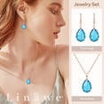 thumbnail image 3 of Linawe Aquamarine Blue Jewelry Sets for Women, Rose Gold Pendant Necklace and Earring Set, Fake Birthstone Crystal Imitation Diamond Necklace Set, Rhinestone Teardrop Jewelry Set, 3 of 7