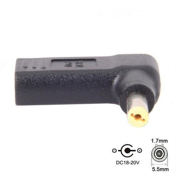 Xiwai Adapter USB 3.1 Type C USB-C to DC 19V 5.5*1.7mm Adapter PD Emulator Trigger 90 Degree Angled Yellow for Delippo Acer Laptop
