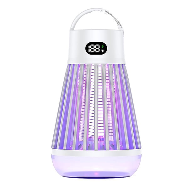 2-en-1 USB Luz púrpura Mosquito Killer Light Lámpara para acampar 2000mAh (Blanco)
