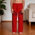 thumbnail image 5 of Boys Red Pants with Pockets, Soft Cartoon Print Beach Pjs Bottoms Elastic Waist for Kids,Size 6 T, 5 of 9