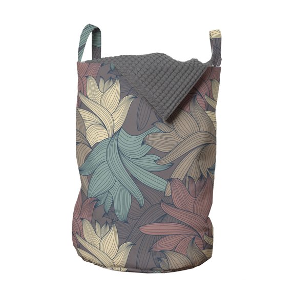 Floral Laundry Bag, Colorful Foliage Leaves with Autumnal Nature Theme Abstract Changing of the Seasons, Basket with Handles Drawstring Closure for Laundromats, 13" x 19", Multicolor, by Ambesonne