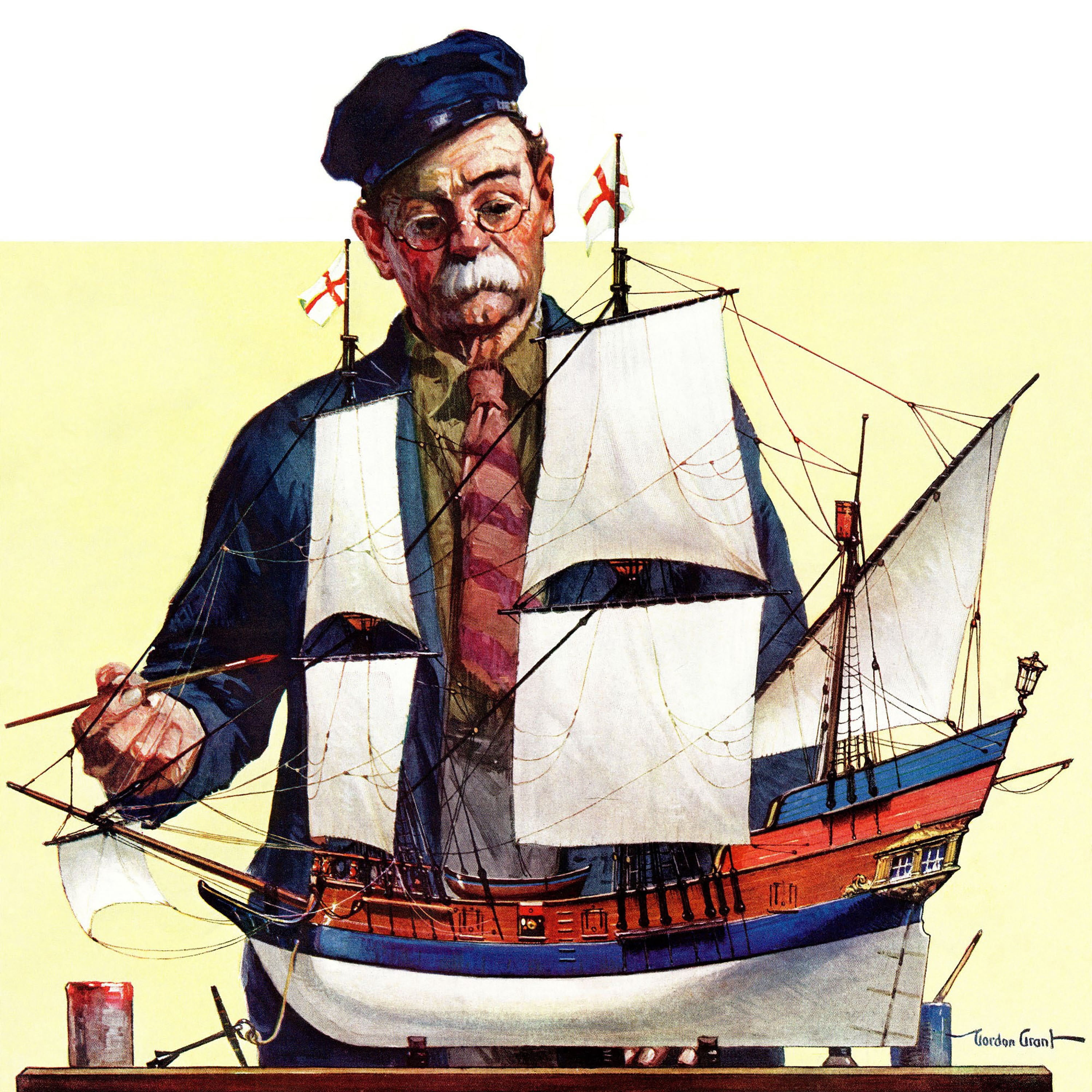 "Model Ship" Painting Print on Wrapped Canvas