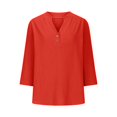 thumbnail image 4 of Women Fashion V Neck Seven Point Sleeve Button Casual Comfortable Top, Including Wash Tips and Sizes, 4 of 6