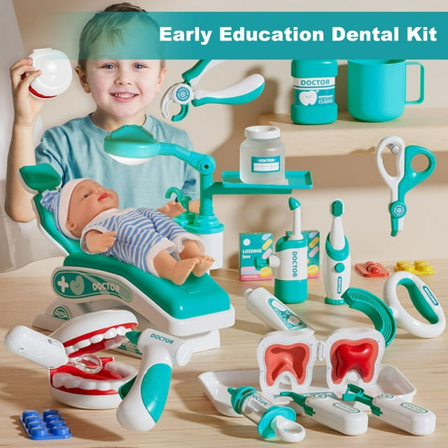 Dentist Kit for Toddlers Smart Dental Chair Playset Rotating Table Operating Light Water Function Educational Pretend Play Toys for Kids 2-4 Early Learning Dentistry Set