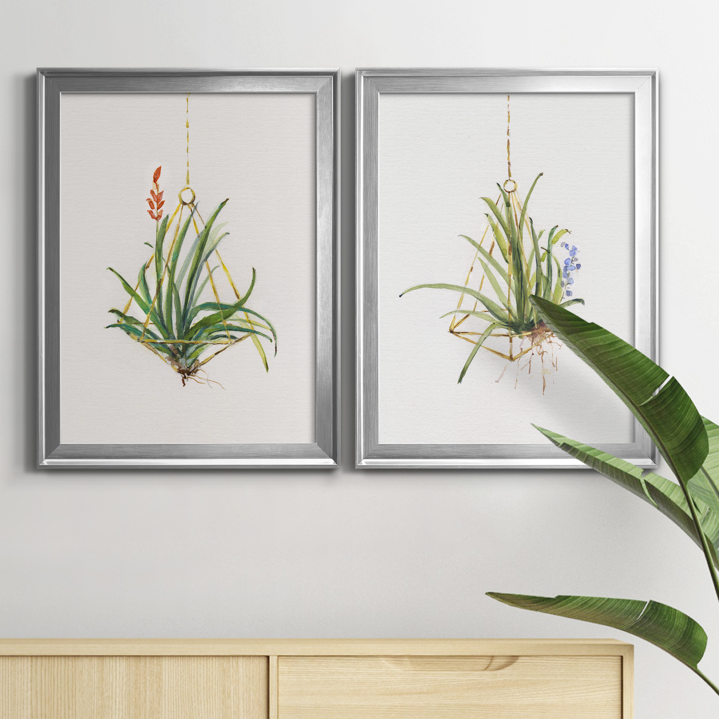 2 Piece Set Gardenaire I Premium Framed Canvas - Ready to Hang - 18.5 x 24.5 Each - Silver Frame