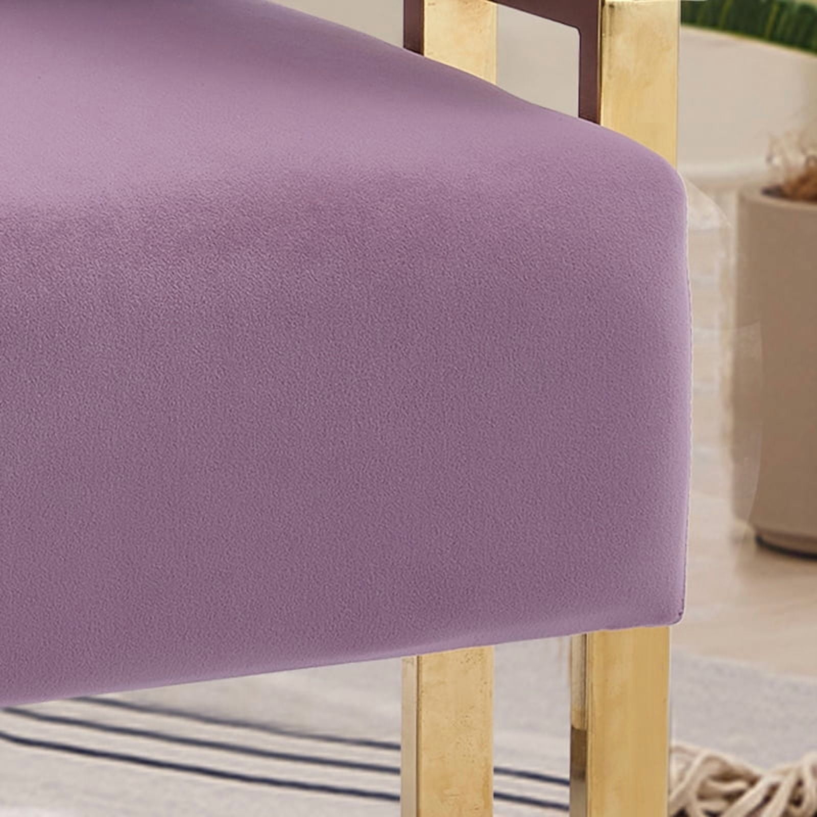 Leumius Velvet Accent Chairs Set of 2,Morden Upholstered Armchair Dining Side Chairs with Gold Metal Legs for Dining Kitchen Living Room,Lilac