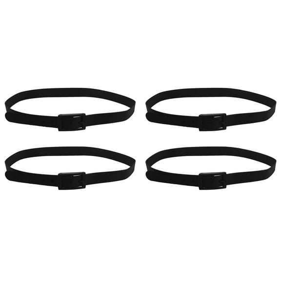 4X Men'S Women'S Silicone Belt Rubber Plastic Buckle Plain Leather Style Adjustable-Black