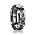thumbnail image 3 of Tungsten Carbide 8MM/6MM For Him & Her Celtic Dragon Over Black Carbon Fiber Inlay Wedding Band Ring Set, 3 of 4