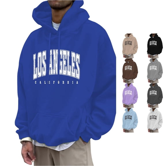 CUSTG Vintage College Style Men's Hoodie, Distressed City Letter Print Oversized Pullover Hooded Sweatshirt Casual Daily Streetwear Tops Long Sleeve Weekend Daily Wear