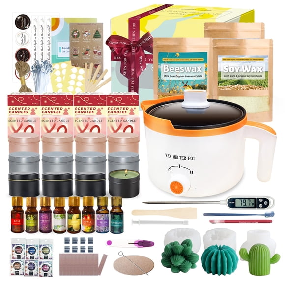 Kit para hacer velas Ksedcon Complete con cera de soja 907 g y cera de abejas 907 g