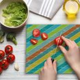 thumbnail image 3 of Vintage Rainbow Cutting Board, Diagonal Stripes with Grunge Effect Funky and Geometric Weathered Look, Decorative Tempered Glass Cutting and Serving Board, Large Size, Multicolor, by Ambesonne, 3 of 5