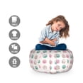 thumbnail image 2 of Dessert Storage Toy Bag Chair, Pattern of Creamy Cupcakes in Pastel Toned Rounds, Stuffed Animal Organizer Washable Bag, Large Size, Multicolor, by Ambesonne, 2 of 3