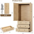 thumbnail image 2 of Armoire Wardrobe Closet with 2 Doors,Wardrobe Cabinet with 3 Drawers,Wooden Large Clothing Storage Cabinet with Hanging Rod,Modern Tall Closet for Bedroom, 2 of 7