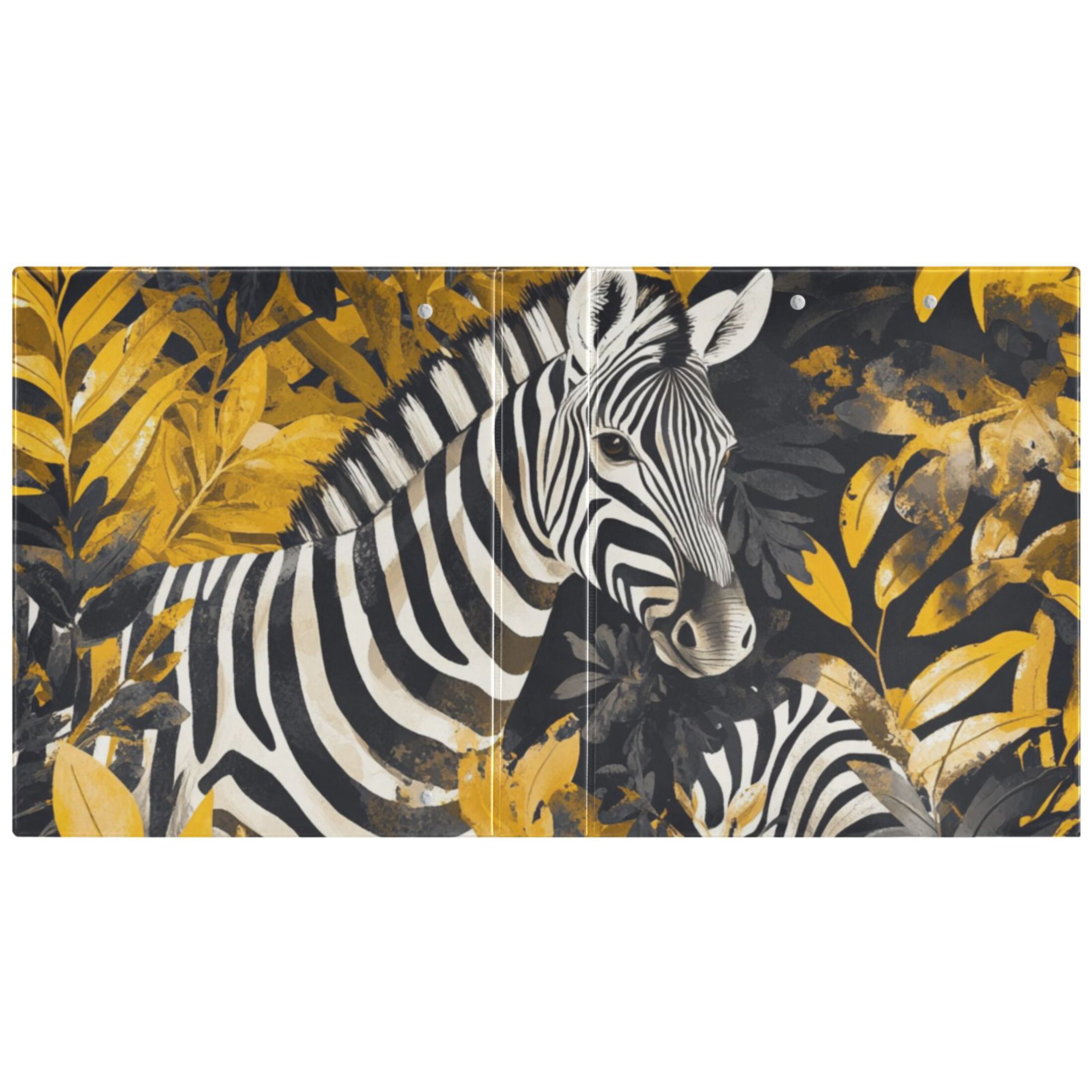 Zebras Leaves 3 Ring Binders 1.5 inch Hardcover File Folders with Interior Pockets A4 Size Organizer for School Office Hospital