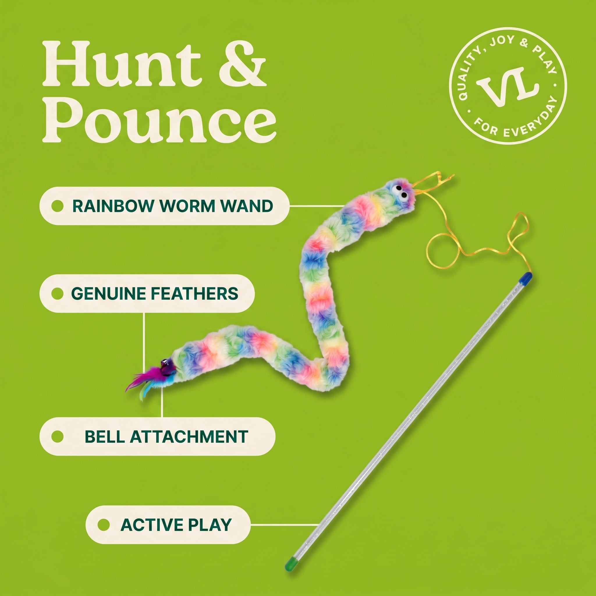 Vibrant Life Catnip Rainbow Wand Teaser Cat Toy, 23"