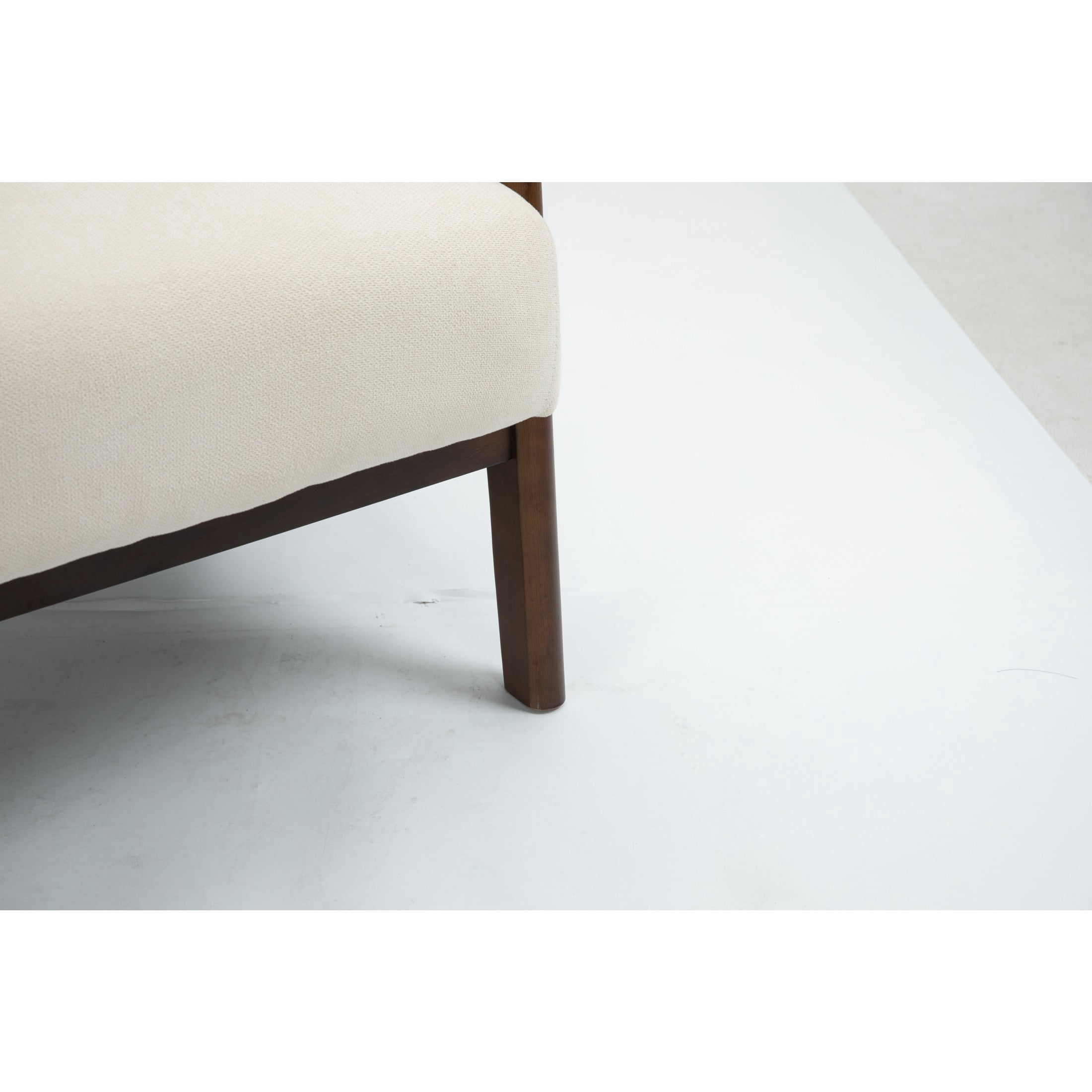 GDF Studio Ciara Mid-Century Modern Solid Wood Accent Chair, Reading Armchair for Living Room, Bedroom, White & Walnut