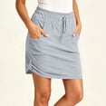 thumbnail image 2 of Womens High Waist Athletic Skort Solid Elastic Drawstring Cargo Mini Skirt with Built-in Shorts Side Pockets for Running Casual Wear Gray XL(XL), 2 of 9