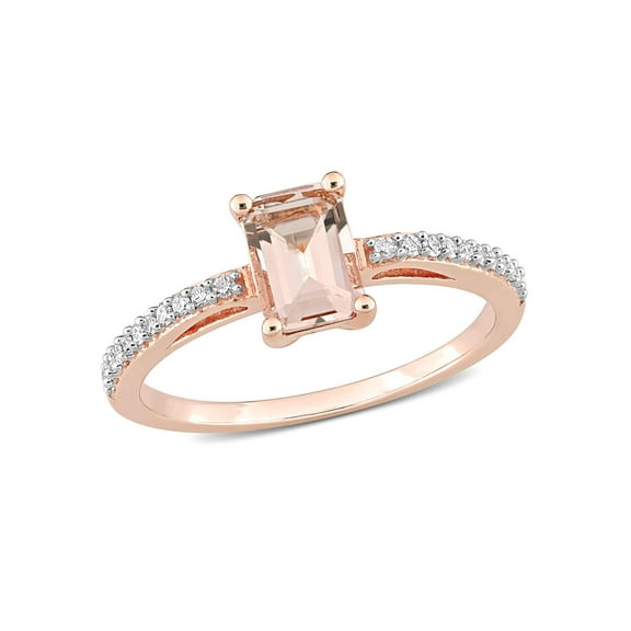 Gem & Harmony 7/8 Carat (Ctw) Morganite Ring in 10K Rose Pink Gold with Diamonds for Women