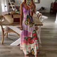 thumbnail image 4 of LAICAIW Robe d'Été Teinture sur Nœuds Florale Col en V Aguichant Sans Manches Femme Longue Mode Ample Maxi Robes Plage Fête Robe d'Été, 4 of 4