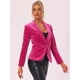 thumbnail image 2 of Abrigo De Oficina Allegra K Chaqueta De Terciopelo Con Botones Cuello Chal Rosa Caliente XS, 2 of 6