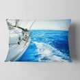 thumbnail image 2 of Designart White Sailing Yacht in Blue Sea - Seashore Throw Pillow - 12x20, 2 of 5