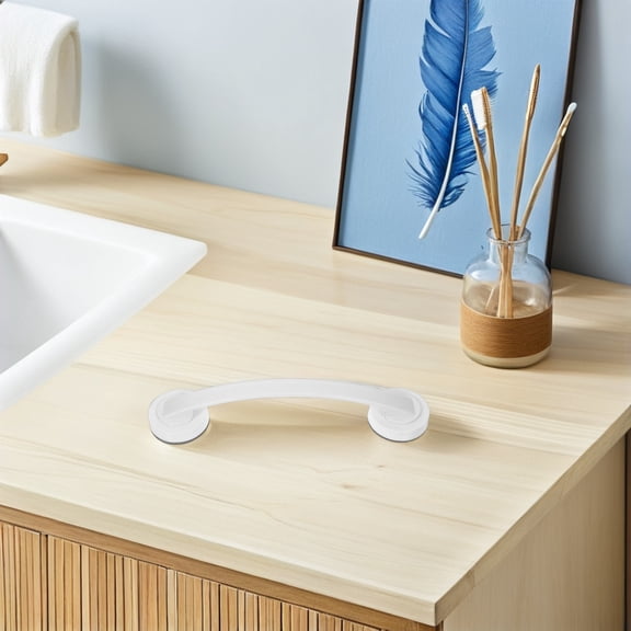 PAMINGONO Bathroom Shower Grab Bar for Seniors, Wall Mounted Safety Handle, ABS White, 1 Set