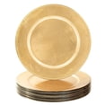 thumbnail image 1 of MAONAME Assiettes de Présentation Dorées, Ensemble de 12, Assiettes de Présentation en Feuille 13 Pouces avec Perles, Assiettes Rondes en Plastique pour Assiettes de Souper, Mise de Table, 1 of 6