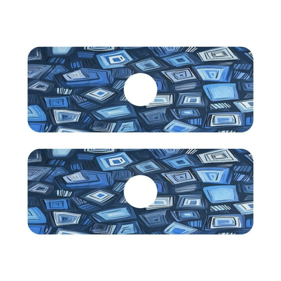 Modern Square Pattern Quick Dry Silicone Algae Faucet Pad 14.7x5.4in 2 Pack Absorbent Mat for Kitchen Sink, Bathroom Countertop