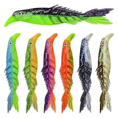 Soft Plastic Bass Fishing Lures 7 Piece Mixed Color Segmented Swimbaits for Freshwater and Saltwater Angler Fishing Supplies Kit for Men and Dad Gift