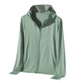 thumbnail image 3 of Women's UPF 50+ Sun Protective Hoodie, Zip Front Lightweight Hiking Shirt, Long Sleeve UV Protection Top, Breathable Running Shirt, Casual Sun Hoodie, Outdoor Activewear Green M, 3 of 5