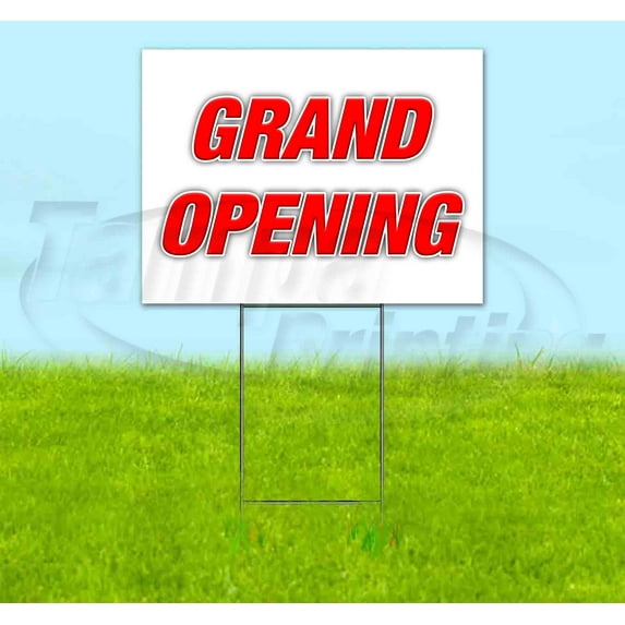 Grand Opening (18" X 24") Yard Sign, Includes Metal Step Stake