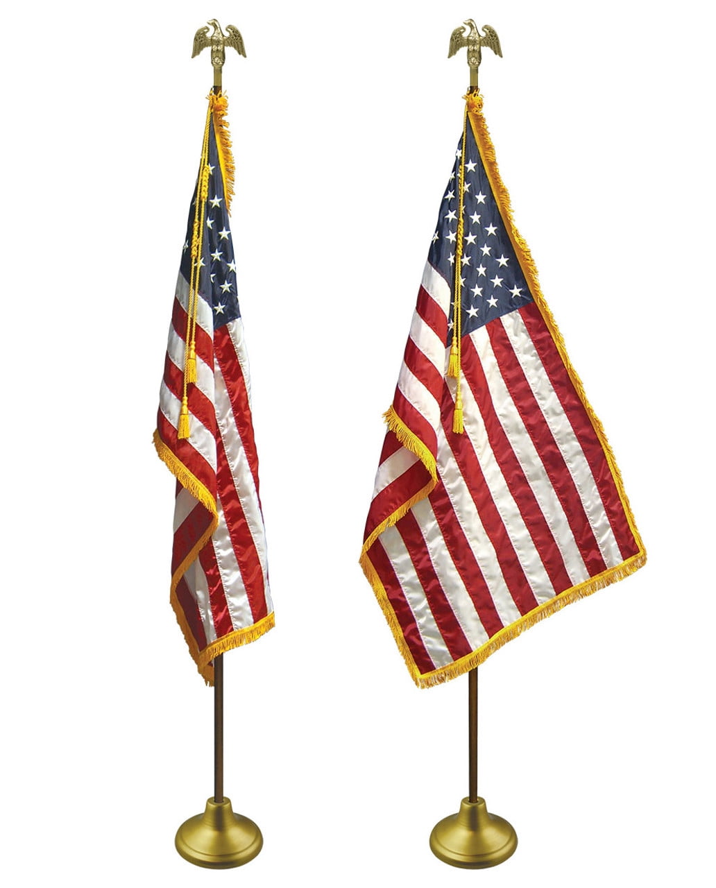 TOPFLAGS US American Parade Flag 3x5 ft  Courtroom Indoor Flag With 2 Inches Gold Fringe Indoor Flags with Pole Hem (American flag only without pole)