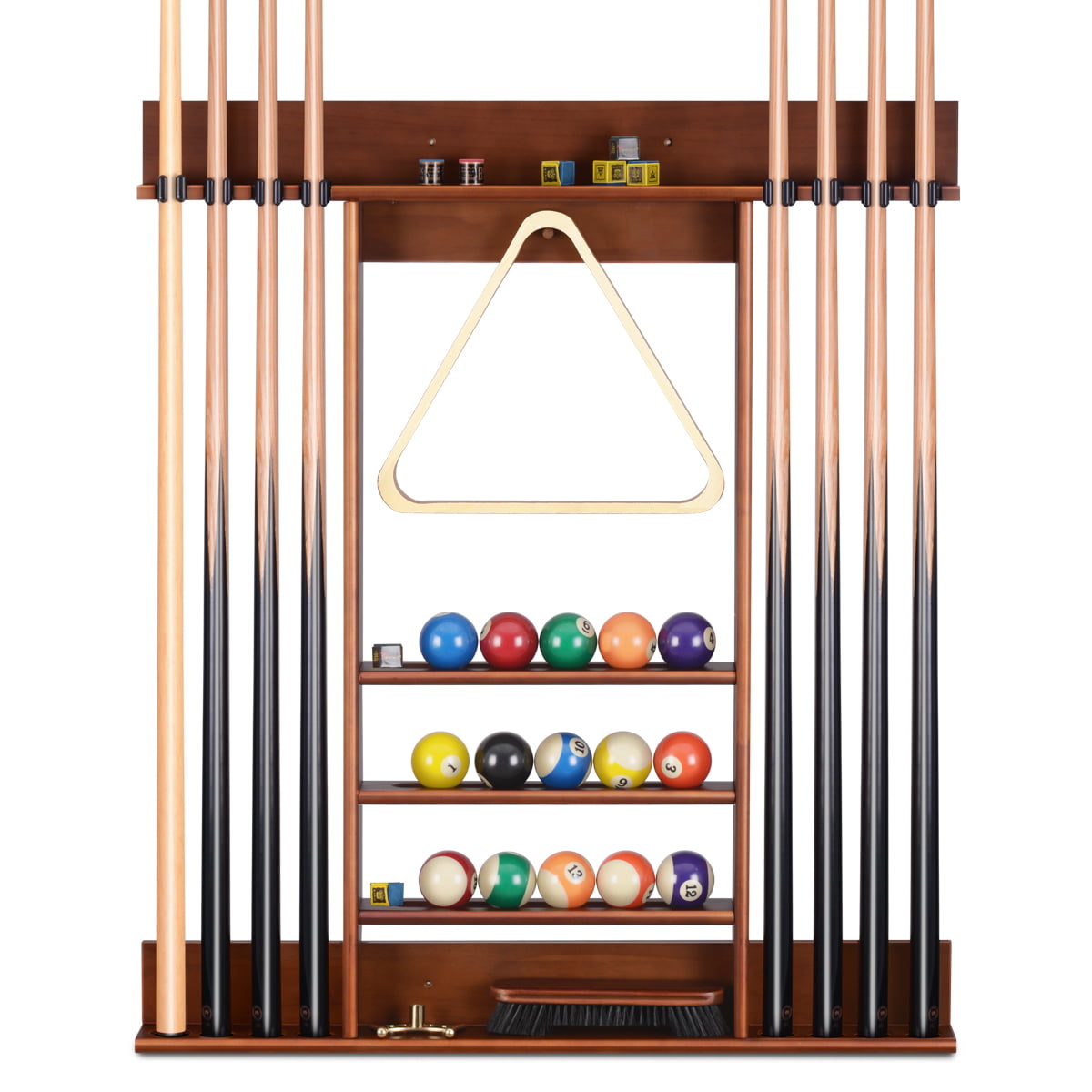 Mount Hold Wooden Pool Cue Rack Snooker Billiard Stick Holder Wall 6 Cues 