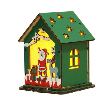 

Veki Christmas Tree Pendant Glowing Small Pendant Scene Arrangement Santa Snowman Deer Christmas Decorations Stair Christmas