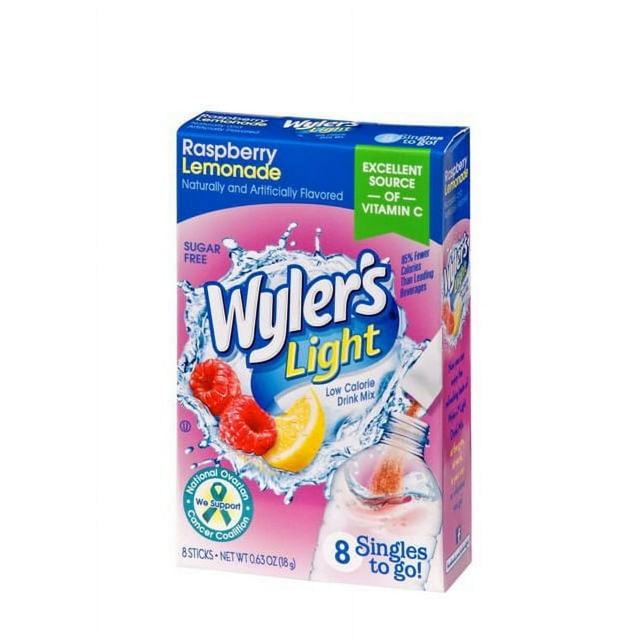 (4 pack) Wyler's Light Singles To Go Powder Packets, Water Drink Mix, Raspberry Lemonade